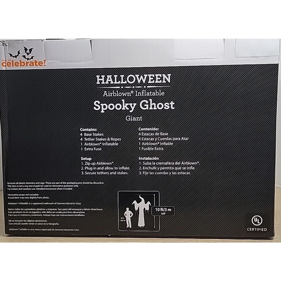 Gemmy Halloween 10 ft Lights Up Spooky Ghost Airblown Inflatable NIB - Picture 4 of 8